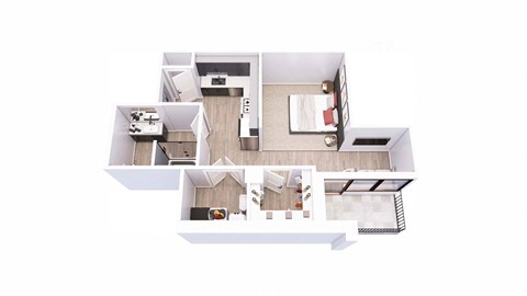 Studio 1 bath SI Floor Plan at Tesson Ridge, Saint Louis, MO 63128